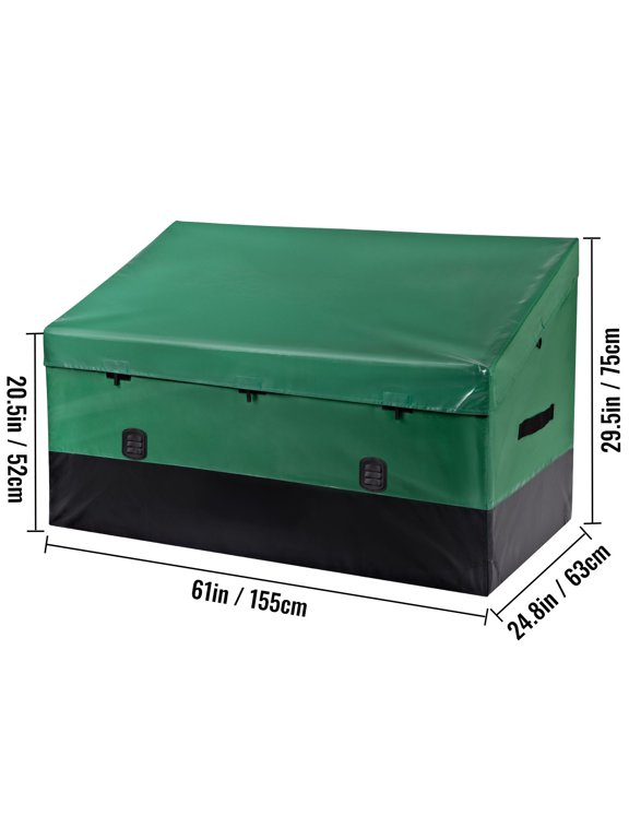 VEOVR Outdoor Storage Box,150 Gallon Waterproof PE Tarpaulin Deck Box with Galvanized Frame,All-Weather Protection&Portable,for Camping,Garden,Poolside,and Yard,Brown&Blue