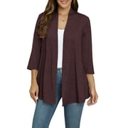 VEPKUL Women Cardigan Casual Lightweight Plus Size Cardigan 3/4 Sleeve Open Front Soft Light Cardigan Drape Duster 1XL-5XL