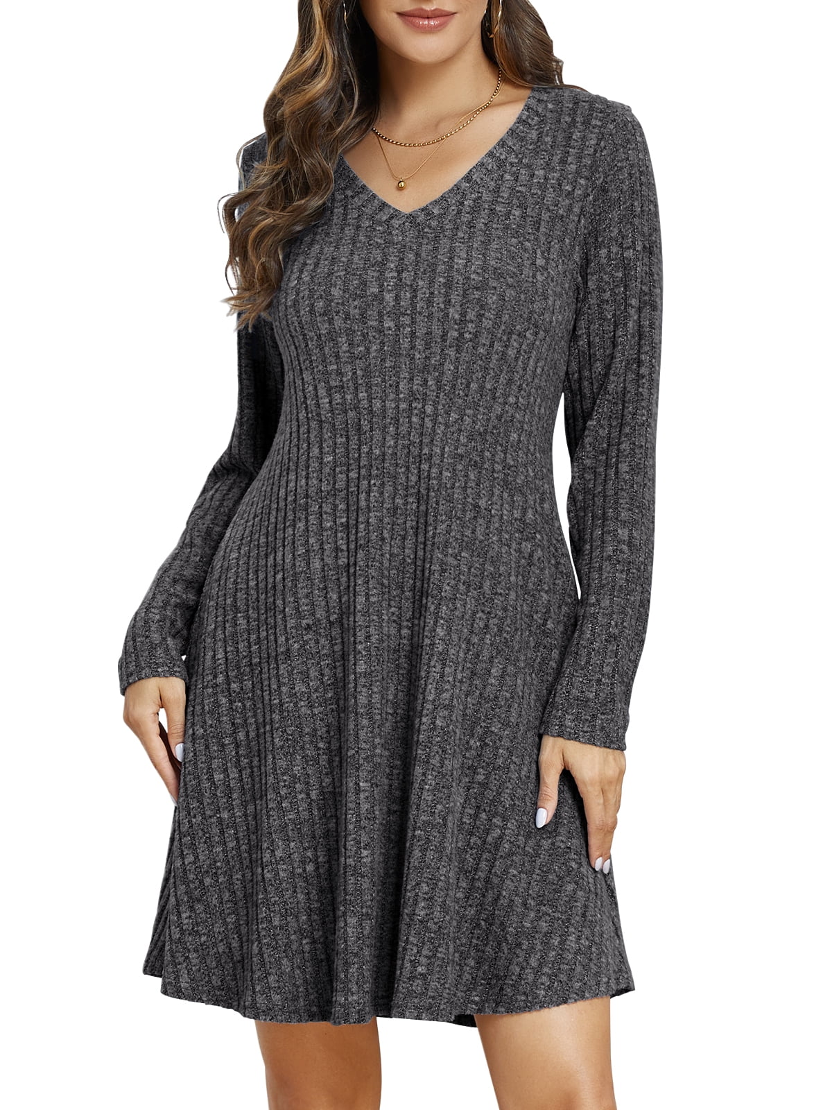 VEPKUL Women's Plus Size Dresses 4XL, Long Sleeve V Neck Sweater — free download
