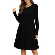 Womens Plus Size Dresses 4XL , VEPKUL Long Sleeve Fall Dresses Casual Sweater Winter Dress Crew Neck Tunic Dress with Pockets