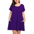 thumbnail image 1 of VEPKUL Womens Plus Size Dresses with Pockets Casual Short Sleeve Dress Loose A Line Flowy Swing DarkPurple_2X, 1 of 8