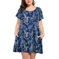 thumbnail image 1 of VEPKUL Womens Plus Size Dresses with Pockets Casual Short Sleeve Dress Loose A Line Flowy Swing Flower17_3X, 1 of 9