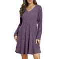 thumbnail image 1 of VEPKUL Womens Plus Size Sweater Dresses 2XL, Long Sleeve Plus Size Dresses Casual Fall Winter Dress V Neck Tunic Dress with Pockets, 1 of 9