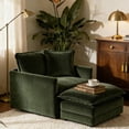 thumbnail image 1 of VEPXXP 41.4" Oversized Chenille Accent Chair with Ottoman, Modern Deep Seat Lounge Chair, Comfy Upholstered Armchair for Living Room Bedroom Apartment Small Space, Green, 1 of 10