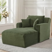 VEPXXP 65.4" Chaise Lounge Chair Indoor, Oversized Boneless Reading Couch with Pillows and Armrest for Living Room, No Assembly Required, Green