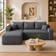 thumbnail image 1 of VEPXXP 96" 3-Seater L-Shaped Cloud Sectional Sofa, Plush Corduroy Boneless Modular Couch, Deep Seat Large Couch for Living Room, No Assembly Single Box, Dark Grey, 1 of 7