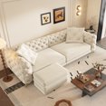 thumbnail image 1 of VEPXXP 97.7" 3-in-1 Convertible Sleeper Sofa, Pull Out Sofa Bed with 28.4" Deep Seat, 4-Seater Couch with Movable Ottoman, Button Tufted Modern Sofa for Living Room, Bedroom, Beige, 1 of 9