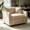 thumbnail image 1 of VEPXXP 40.9" Oversized Chenille Modular Accent Chair, Deep Seat Comfy Sofa with Pillow, Living Room Reading Chair for Home Office Apartment, Beige, 1 of 12