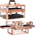 thumbnail image 1 of VER Beauty Hard Makeup Case with 2 Sliding Trays — Lockable Professional Cosmetic Organizer, Portable Nail Tech Travel Case, Aluminum & Acrylic,(Rose Gold), 1 of 7