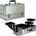 thumbnail image 1 of Ver Beauty Makeup Case Organizer with 6 Extendable Trays,Keylock & Portable Train Kit (Silver Matte), 1 of 2