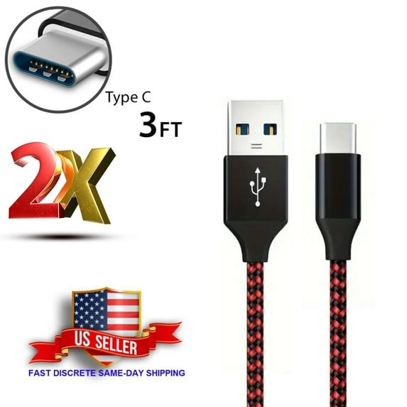 VERA 2 pcs 3.3 ft Red
Data Cable Braided Super Compatibility Flexible Type-C Fast Speed Charger Cord for Type-C/for Android Phone