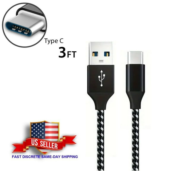 VERA 3.3 ft Black 
Data Cable Braided Super Compatibility Flexible Type-C Fast Speed Charger Cord for Type-C/for Android Phone