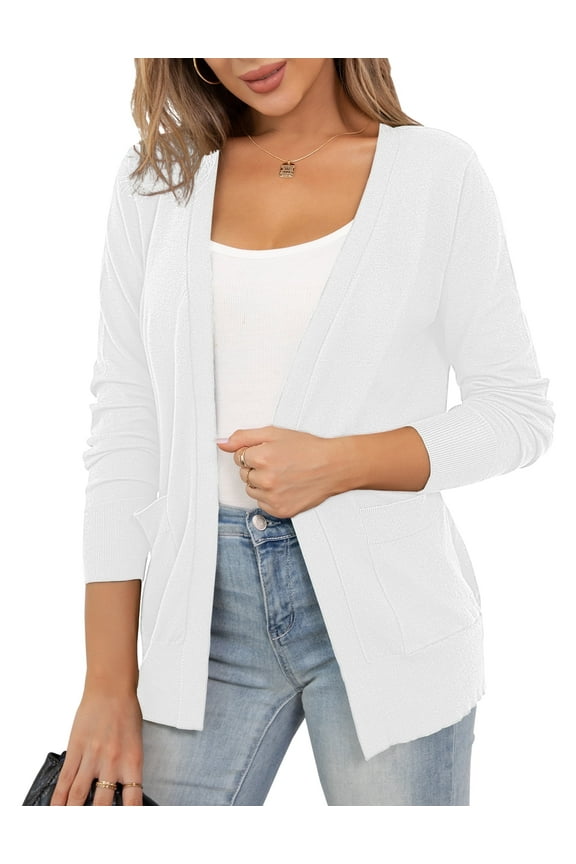 Women's Cardigan Knit Sweaters Long Sleeve Open Front Lightweight with Pockets,S-2XL
