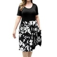 thumbnail image 1 of VERABENDI Women's Plus Size Dresses Short Sleeve Crew Neck Pleated Swing Dress with Pockets (L-4XL), 1 of 6