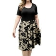 thumbnail image 1 of VERABENDI Women's Plus Size Dresses Short Sleeve Crew Neck Pleated Swing Dress with Pockets (L-4XL), 1 of 6