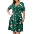 thumbnail image 1 of VERABENDI Women's Plus Size Dresses Short Sleeve Knee Length Casual Sexy V-Neck Dress with Pockets, L-4X, 1 of 9