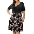 thumbnail image 1 of VERABENDI Women's Plus Size Dresses Short Sleeve Knee Length Casual Sexy V-Neck Dress with Pockets, L-4X, 1 of 9