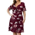 thumbnail image 1 of VERABENDI Women's Plus Size Dresses Short Sleeve Knee Length Casual Sexy V-Neck Dress with Pockets, L-4X, 1 of 9