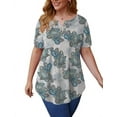 thumbnail image 1 of VERABENDI Women’s Plus Size Tunic Tops Summer Short Sleeved Henry Shirts Casual Floral Blouses,M-4XL, 1 of 4