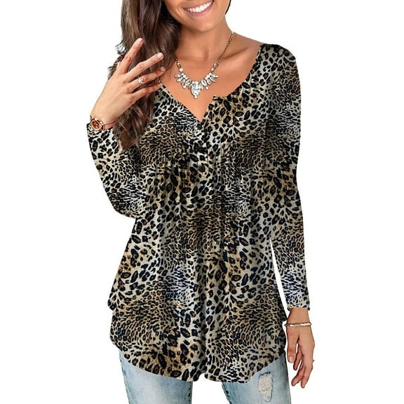 VERABENDI Women's Plus Size Tops Blouses Long Sleeve Button Up V-neck Tunic Shirts, M-4XL
