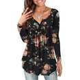 thumbnail image 1 of VERABENDI Women's Plus Size Tops Blouses Long Sleeve Button Up V-neck Tunic Shirts, M-4XL, 1 of 5