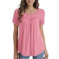thumbnail image 1 of VERABENDI Women's Plus Size Tops Summer Short Sleeve Lady Tunic Shirts Lace Splicing Blouses,M-4XL, 1 of 8