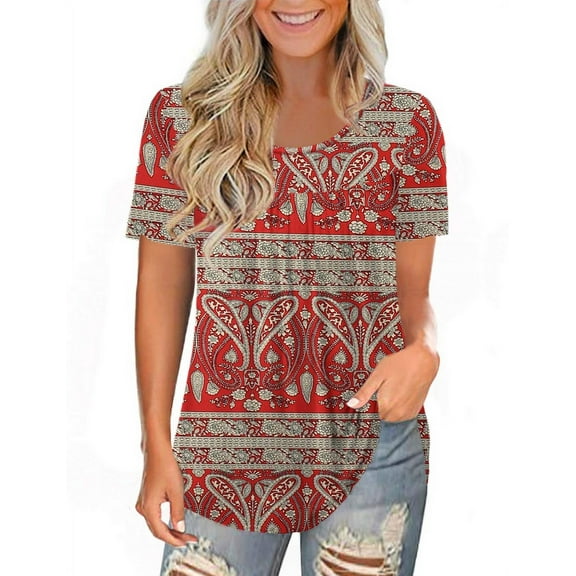 VERABENDI Women's Plus Size Tunic Tops Short Sleeve Casual Lace Pleated Shirts Summer Blouses,M-4XL