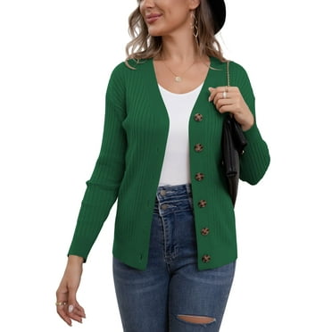 VERABENDI Womens Button Down Cardigan Sweaters Open Front Long Sleeve Lightweight Knit Outwear Coats (S-2XL)