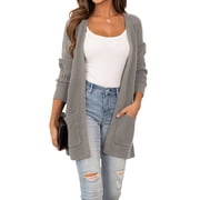 VERABENDI Women's Casual Cardigan Fall Sweaters Chunky Cable Open Front with Pockets Knit Jackets,S-2XL