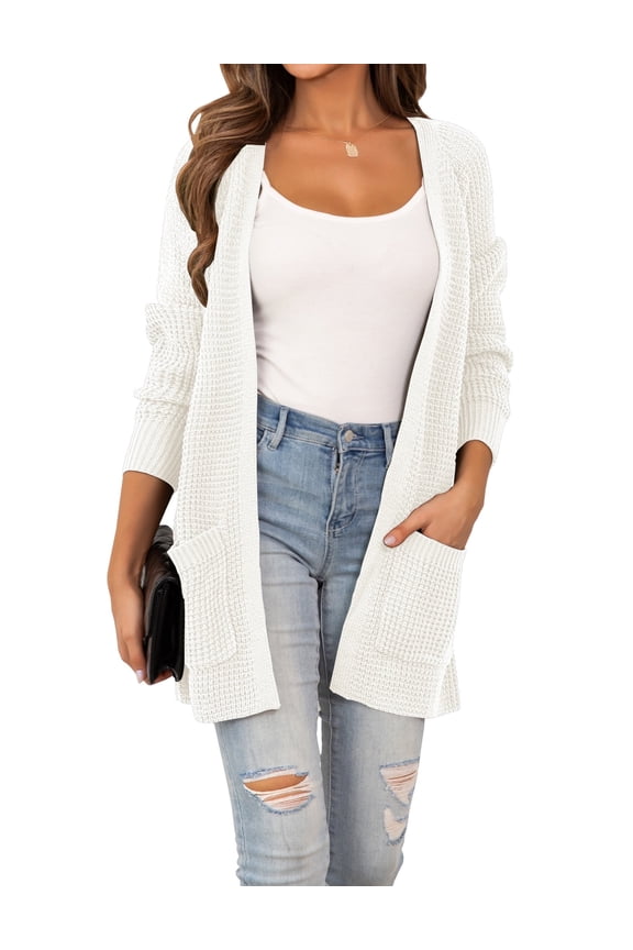 Women's Casual Cardigan Fall Sweaters Chunky Cable Open Front with Pockets Knit Jackets,S-2XL