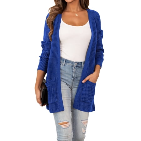 VERABENDI Women's Casual Cardigan Fall Sweaters Chunky Cable Open Front with Pockets Knit Jackets,S-2XL