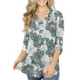 thumbnail image 1 of VERABENDI Women's Plus Size Tops 3/4 Sleeve Tunic Shirts A Buckle Decoration V-Neck Blouses,M-4XL, 1 of 6