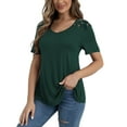 thumbnail image 1 of VERABENDI Women's Plus Size Tops Summer Short Sleeve Lace Trim Shoulder Tunic Blouses,M-4XL, 1 of 7