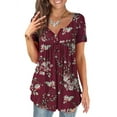 thumbnail image 1 of VERABENDI Womens Tops Plus Size Summer Short Sleeve Button V-Neck Henley Shirt Ladies Blouse (M-4xl), 1 of 7