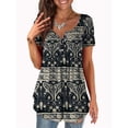 thumbnail image 1 of VERABENDI Womens Tops Plus Size Summer Short Sleeve Button V-Neck Henley Shirt Ladies Blouse (M-4xl), 1 of 7