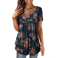thumbnail image 1 of VERABENDI Womens Tops Plus Size Summer Short Sleeve Button V-Neck Henley Shirt Ladies Blouse (M-4xl), 1 of 7