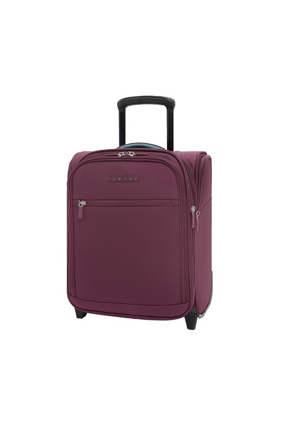 16-Inch Rolling Underseat Luggage with Wheels, Softside Expanable Small Suitcase Carry On Luggage Bags for Airlines Airplanes Short Trip Men Women (Grape Red)