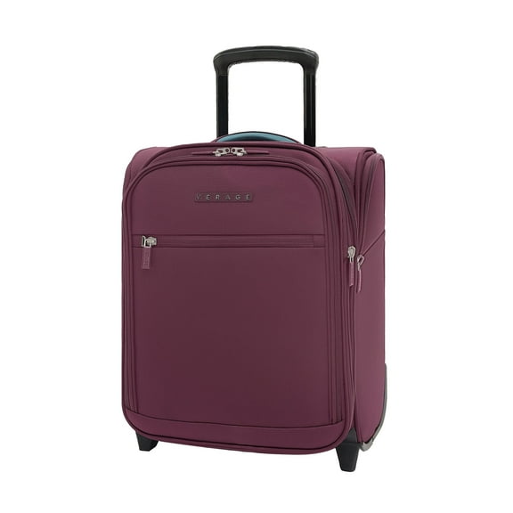VERAGE 16-Inch Rolling Underseat Luggage with Wheels, Softside Expanable Small Suitcase Carry On Luggage Bags for Airlines Airplanes Short Trip Men Women (Grape Red)