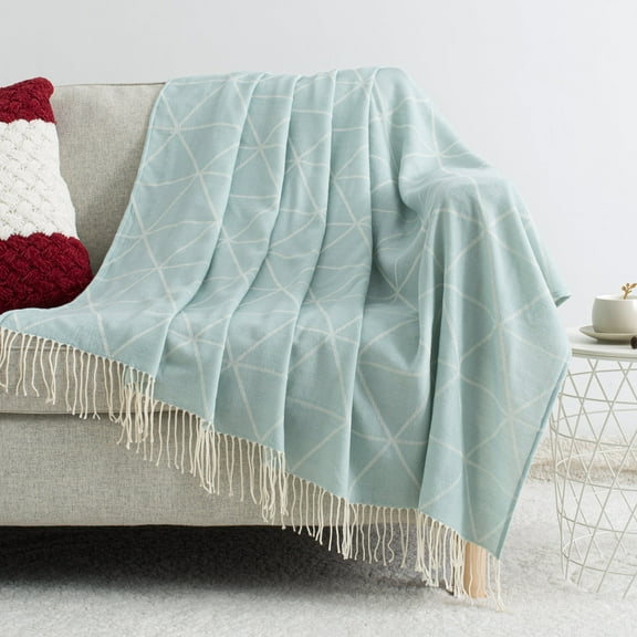 VERAMUSE Blue Throw Blanket for Couch 50"X60" Farmhouse Blankets for Bed and Sofa