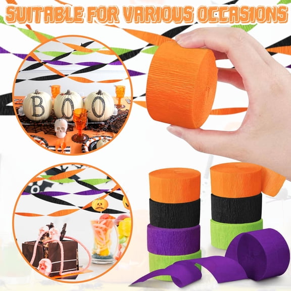 VERAQING Paper Crepe Streamer 8-Pack 82 ft, This Hanging Garland Supply Vertically Structures Upper Spatial Volume During Indoor Events.