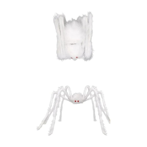 VERAQING Plush White Plush Spider Prop 11.8 in, This Spooky Prop Fits Outdoor Yard Displays and House Corner Setups Perfectly.