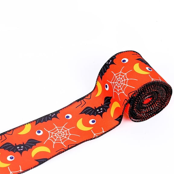 VERAQING Polyester Happy Halloween Print Ribbon, This Party Decor Supply Fabric Strip Binds Holiday Event Wrapping and Craft DIY Materials.