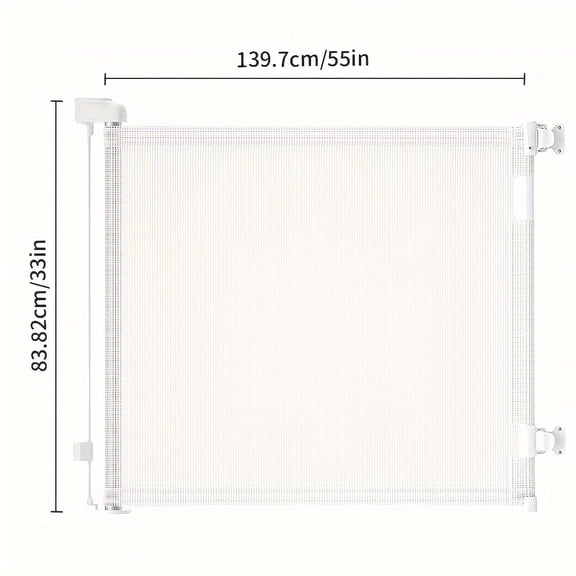 VERASTE Retractable Gate, Mesh Gate, 33"/41"Tall Safety Gate For Doorways, Stairs, Hallways, Indoor/Outdoor, (Black/White/Grey), As A Holiday Gift