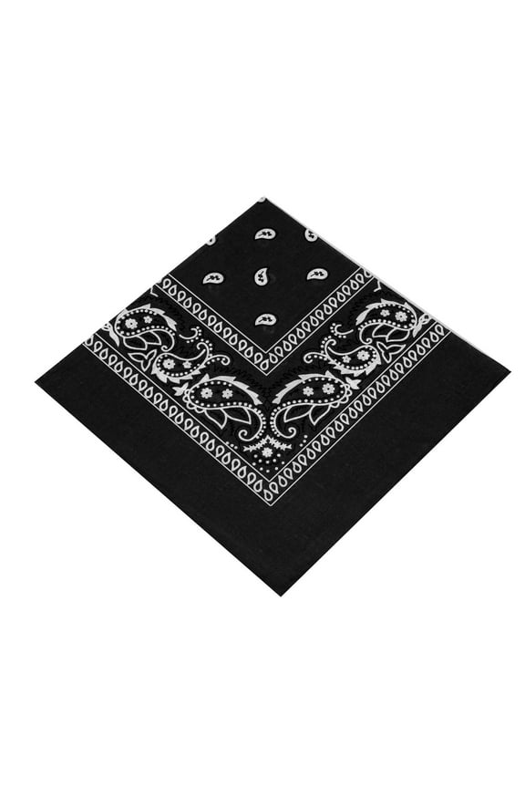 Paisley 100% Cotton Square Bandana Black
