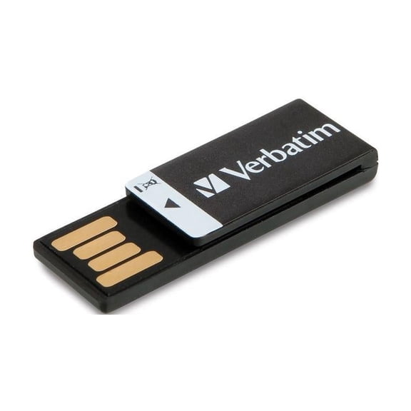 Verbatim, VER43951, 16GB Clip-it USB Flash Drive - Black, 1 / Each, Black