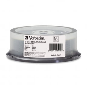 Verbatim M-Disc BDXL 100GB 4X White Inkjet Printable, Hub Printable 25pk Spindle