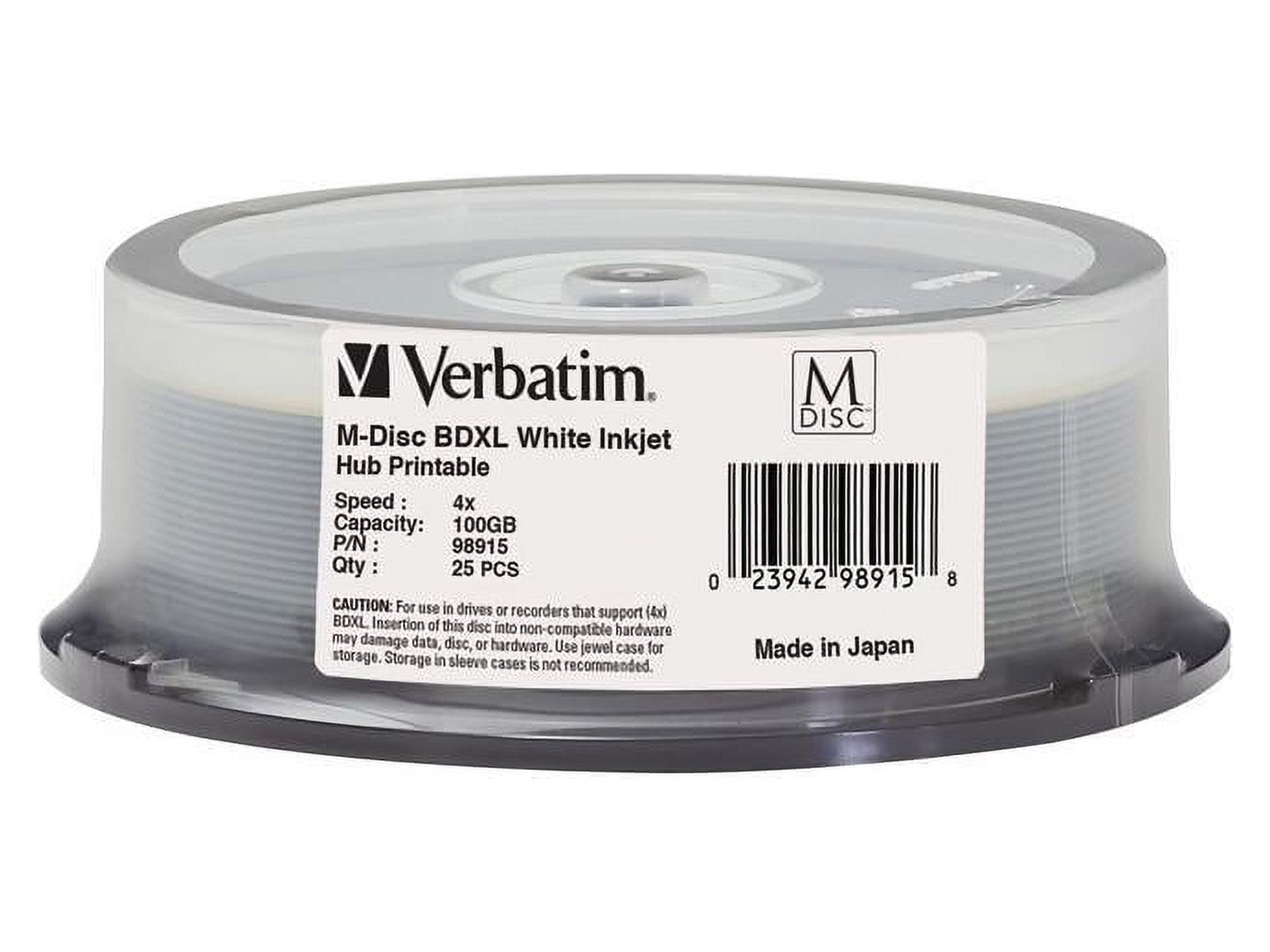 VERBATIM AMERICAS LLC 98915 M-DISC BD-R 100GB 4X INKJET PRINT 25PK