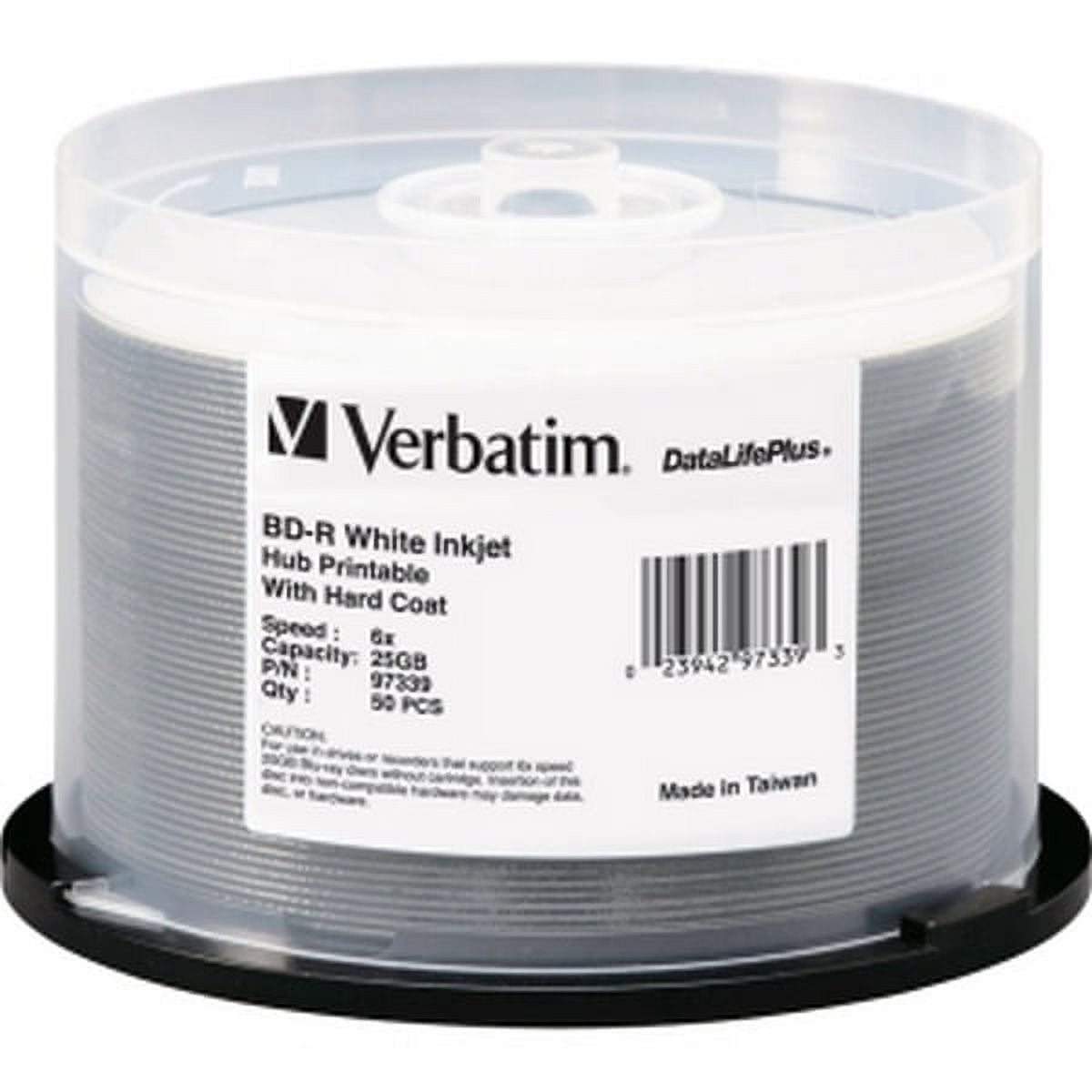 Verbatim BD-R 25GB 16X DataLifePlus White Inkjet Printable, Hub ...