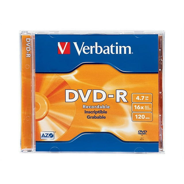 VERBATIM DVD-R BRAND SLV 1pk 4.7GB/16X JEWEL CASE