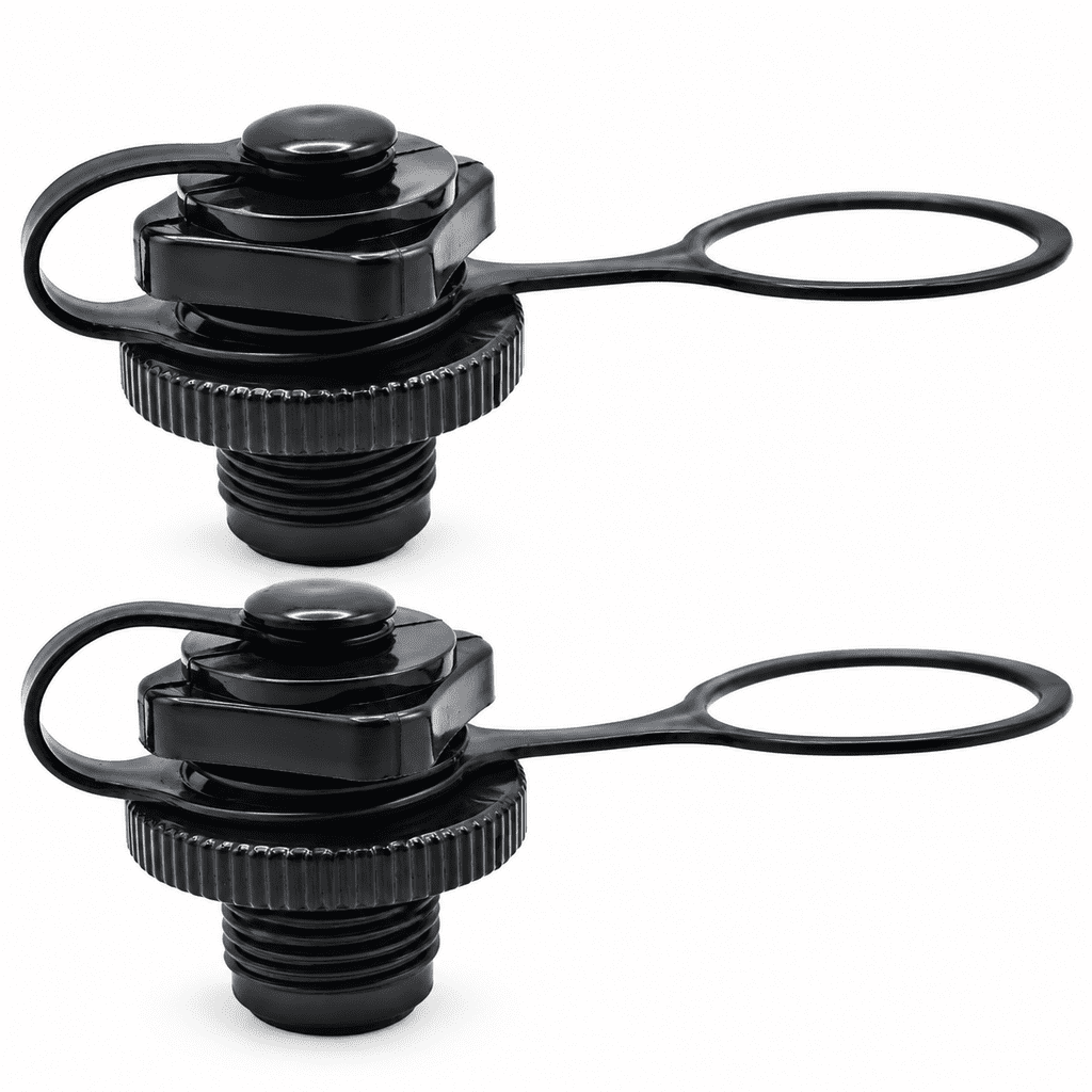 VERDANO 2Pcs Inflatable Boat Air Valve Spiral Air Plugs Boston Valve Replacement Inflatable Boat Air Valve Screw for Rubber Dinghy Raft Kayak Pool Boat Airbeds, Black